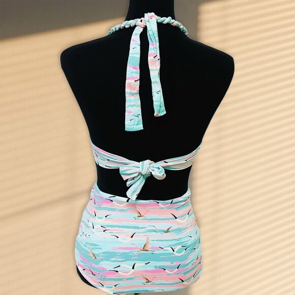 ESTIVO Two Piece Swimwear Matching Set Halter Triangle Top Hi-Rise Knot Bikini - Picture 3 of 10